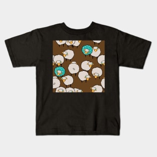 Milling about sheep on brown Kids T-Shirt